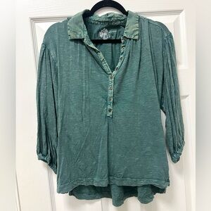 Anthropologie Pilcro Balloon Sleeve Button Down Top